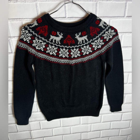 CHARTER CLUB Blue holidays Sweater with Red and White Reindeer Pattern/size S - Picture 7 of 10